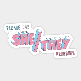 She/They Pronouns (straight) Sticker